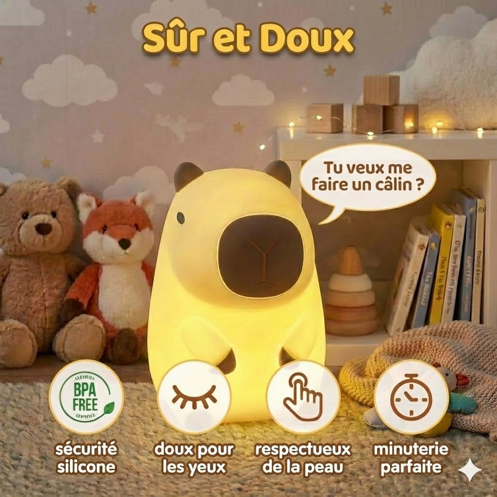 Veilleuse LED Capybara Rechargable - Cadeau parfait 🎁
