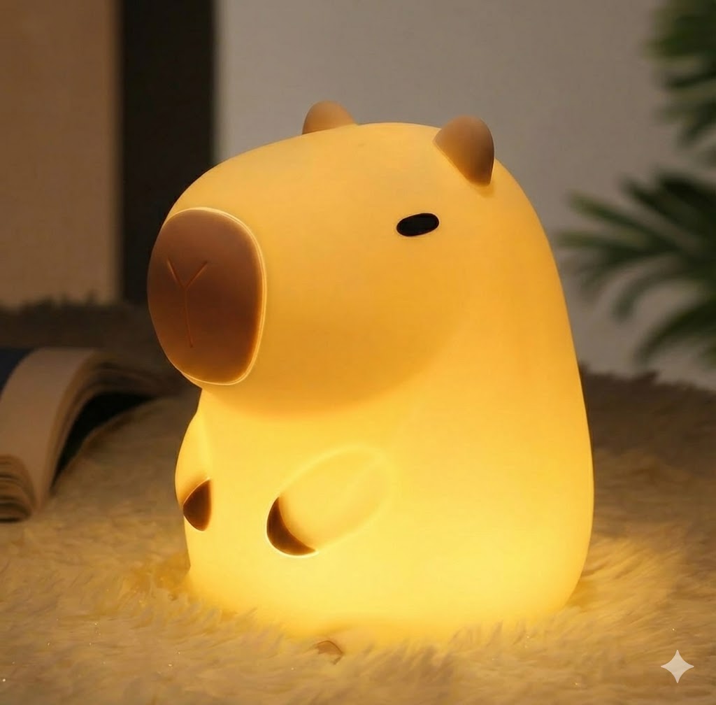 Veilleuse LED Capybara Rechargable - Cadeau parfait 🎁